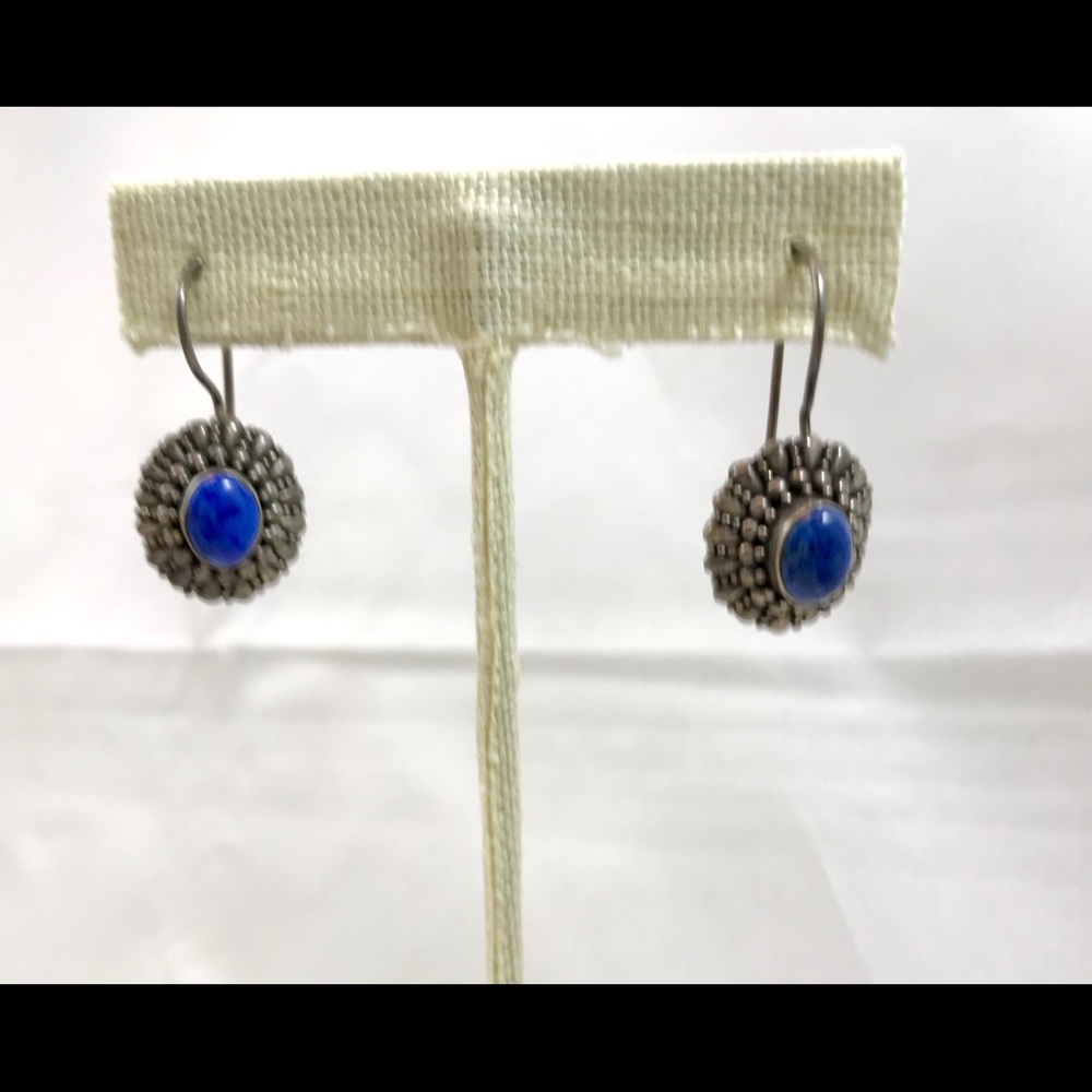 Vintage lapis lazuli 925 silver drop earrings